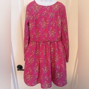 Gap Kids Long Sleeve Floral Pink Dress | 100% Cotton Shell & Lining, Size Large